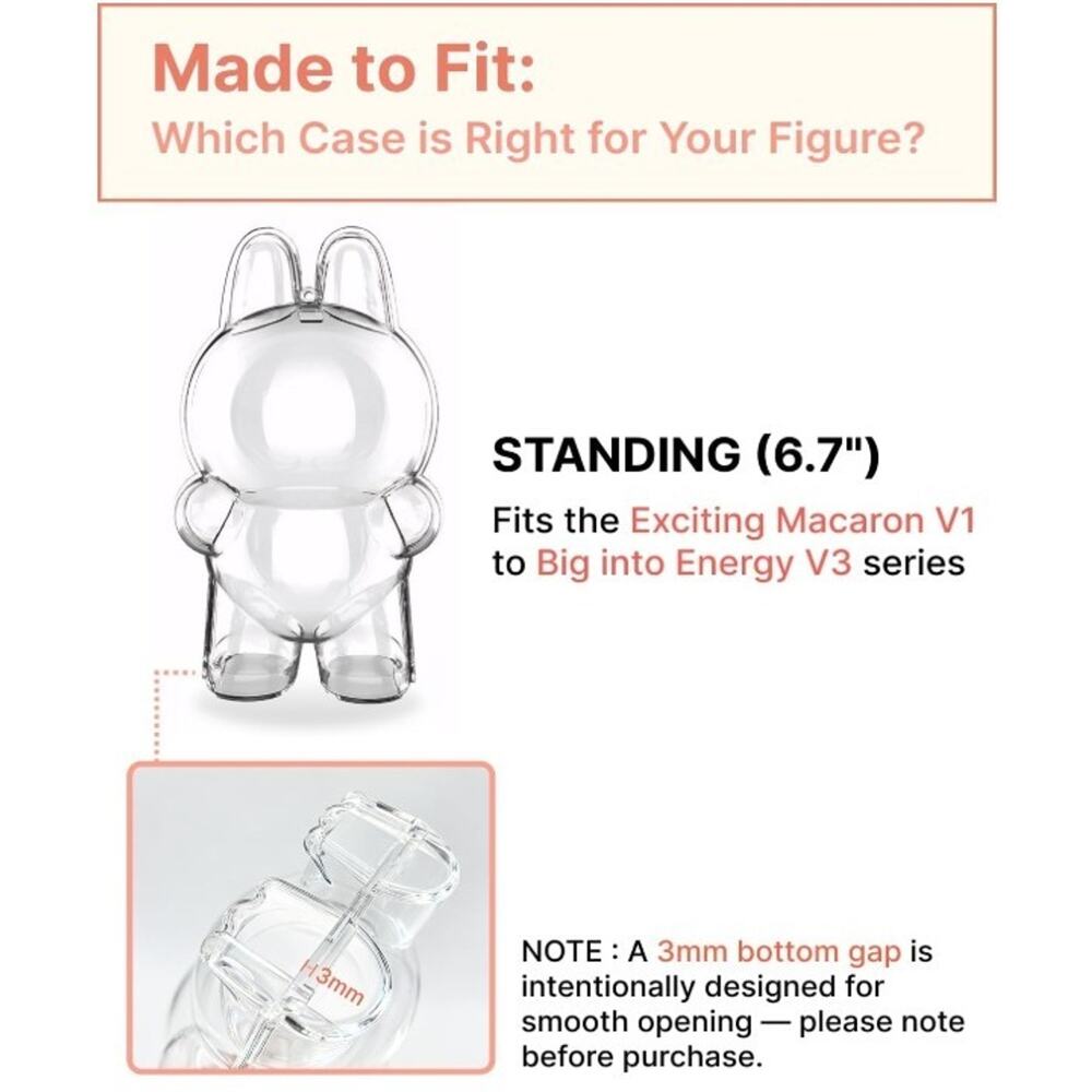 6.7" Clear LABUBU Figure Protective Case for Doll Collectibles Crystal Display - Picture 4 of 9